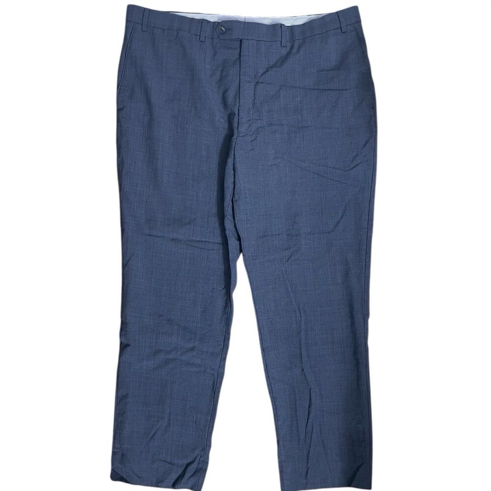 Hart Schaffner Marx Wool Dress Pants Blue Flat Front Classic Fit